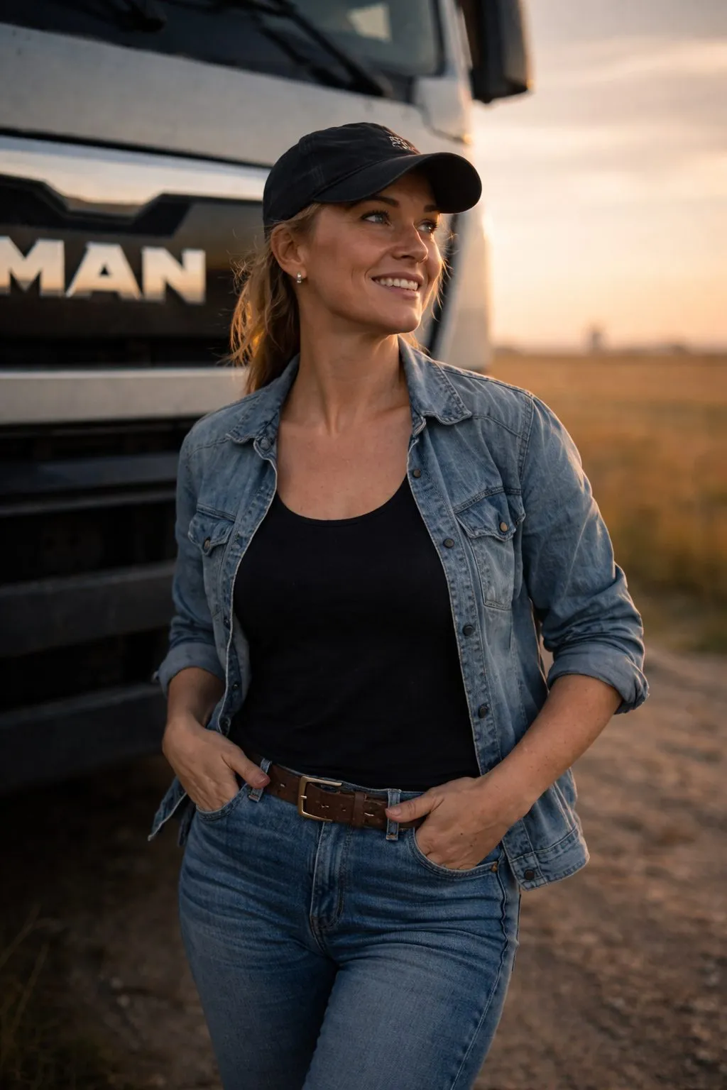 Vežėja prie MAN sunkvežimio